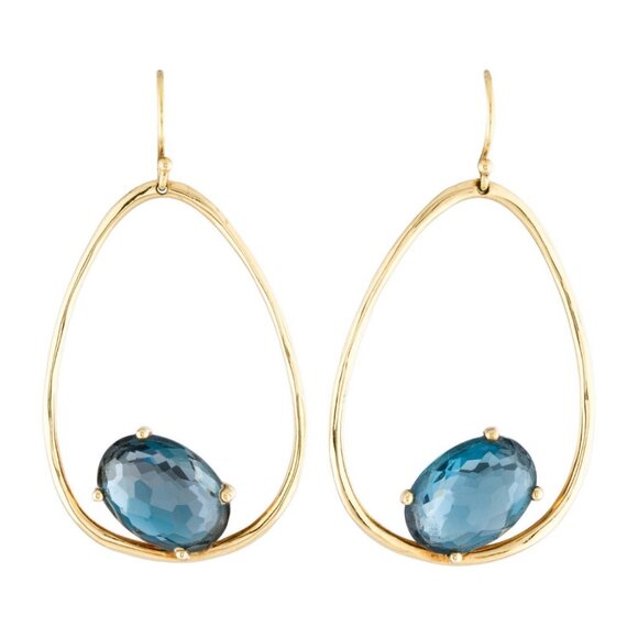 Ippolita Jewelry - IPPOLITA 18K 750 YELLOW GOLD TOPAZ SCULPTED OPEN TEARDROP EARRINGS